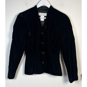 Vintage Scott McClintock Size 2  Velvet Puff Sleeve V-Neck Button-Up Goth Formal